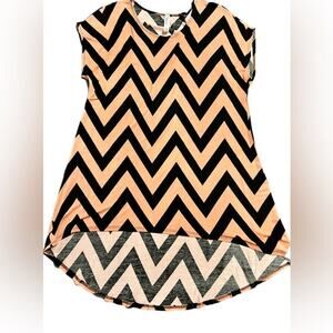 82 Days High-low Chevron Tunic Peach & Black Sz Small